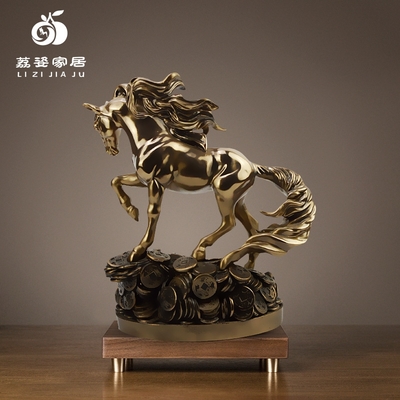 創(chuàng)新工藝，財(cái)富象征 鑄銅樹脂發(fā)財(cái)馬辦公室擺件